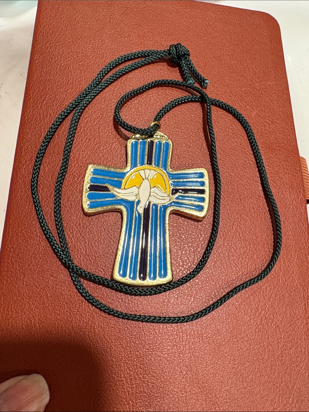 Blue and Gold Cross Pendant Necklace - Women Jewelry
